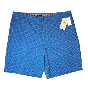 PGA Tour Blue Plaid Stretch Moisture Wicking UPF 50 Men’s Shorts 42 NWT